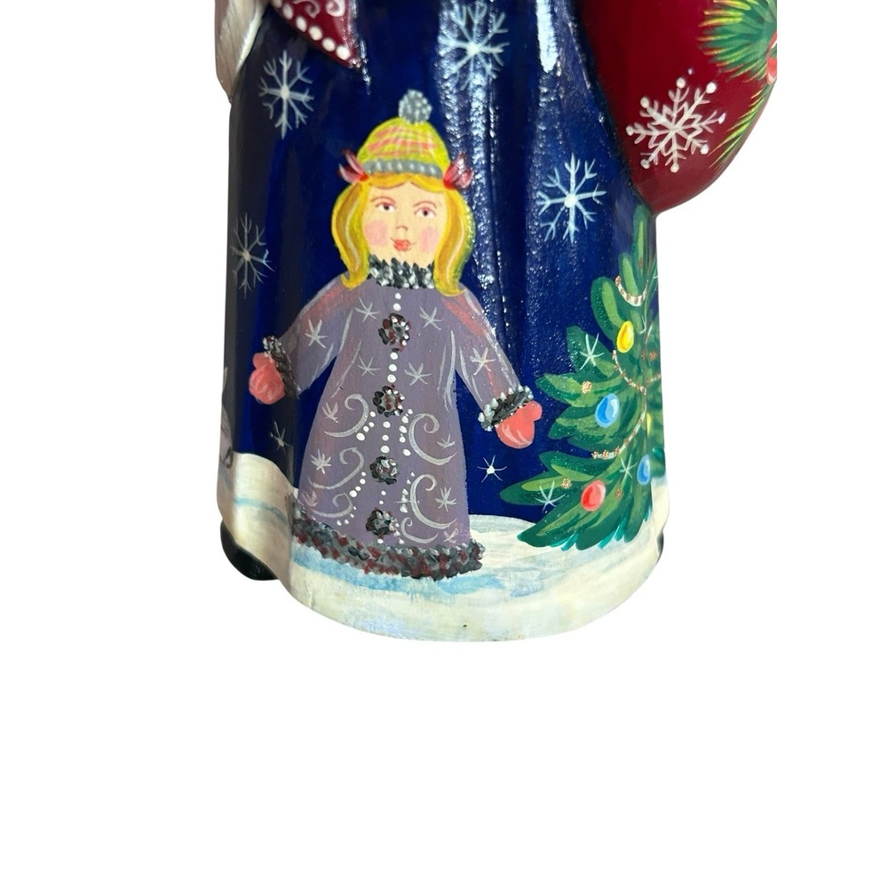 Vintage Russian Hand Carved Painted Santa Ded Moroz Christmas Ornament 5" Figure - Picture 5 of 11